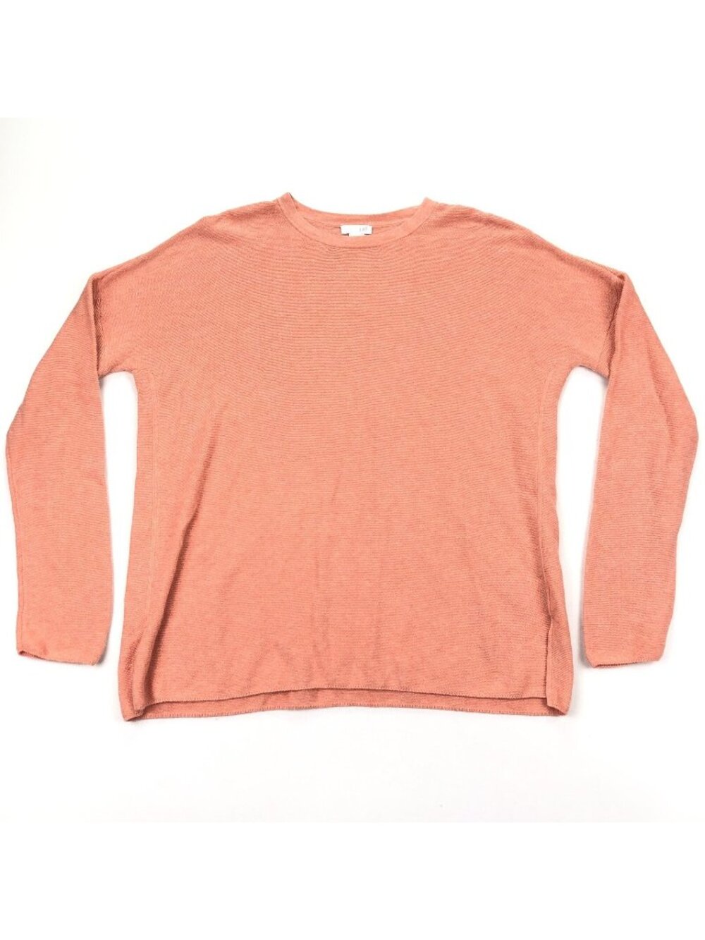 J Jill Women’s Knit Sweater Cotton Blend Crewneck Tunic Orange • Small